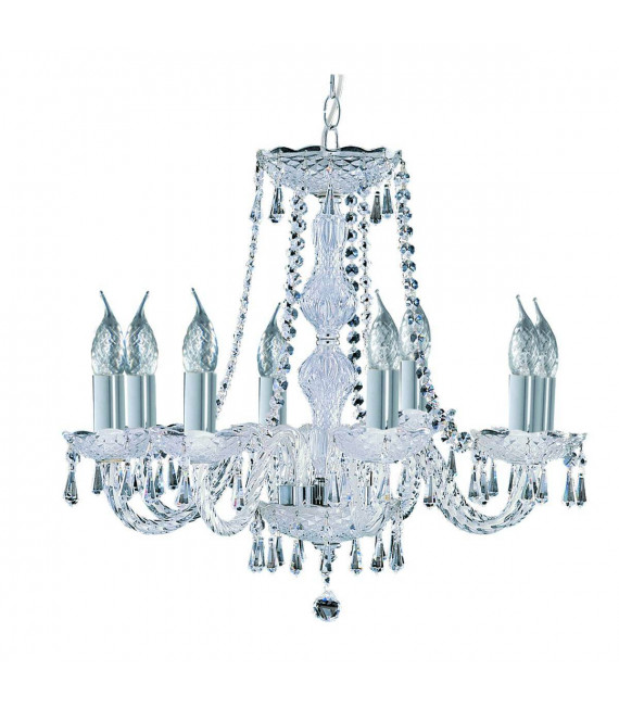 Colgante Hale de 8 luces en cromo y cristal.