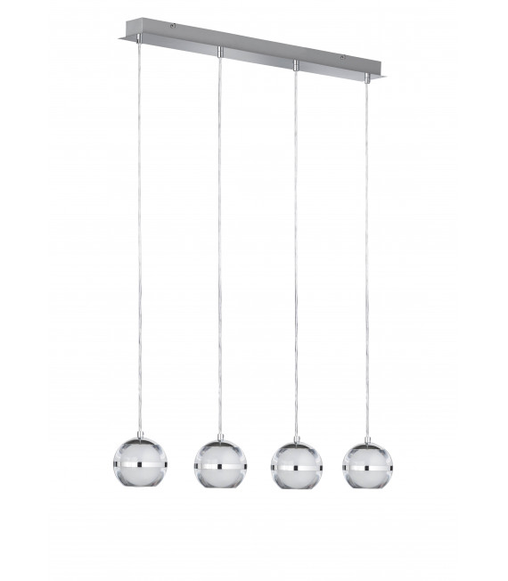 FULTON lampada a sospensione cromata 4 lampadine a LED