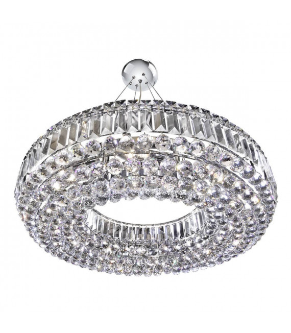 Lámpara colgante de 10 luces Vesubio, en cromo y cristal.