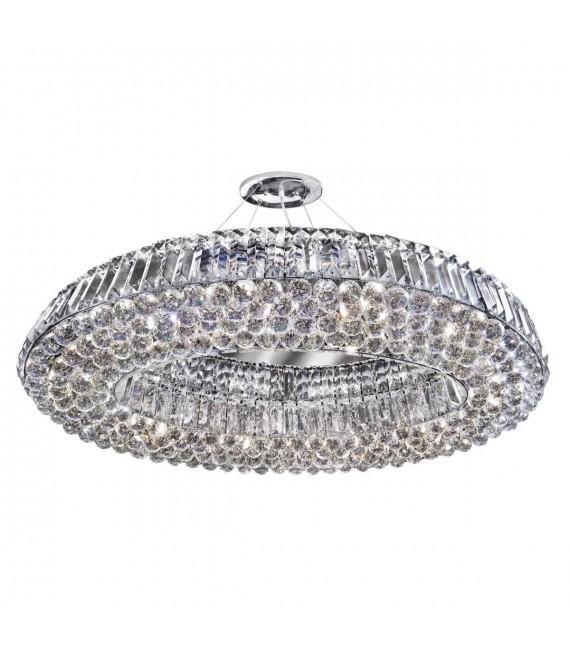 Lámpara colgante Vesuvio de 10 luces en cromo, espejo y cristal