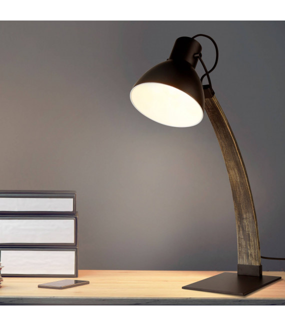 Rindenlampe, gewaschenes braunes Holz, mit Lampenschirm
