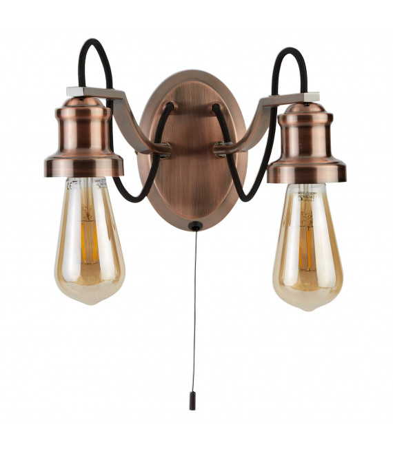 plafonnier ventilateur vintage 2 ampoules e27 max 60w brun patiné