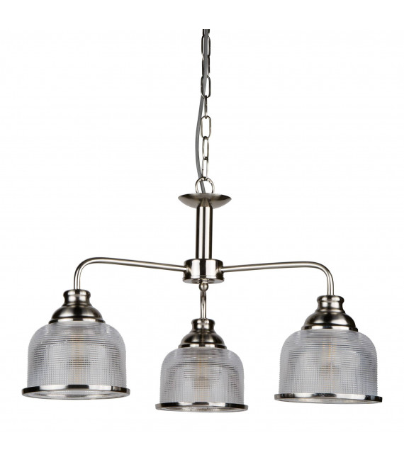 Bistrot II Pendelleuchte, Satin Silber und Glas, 1 Glühbirne