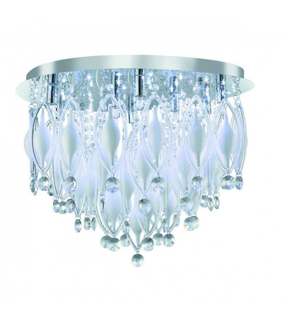 Plafoniera con 9 lampadine mandrino in cromo e vetro