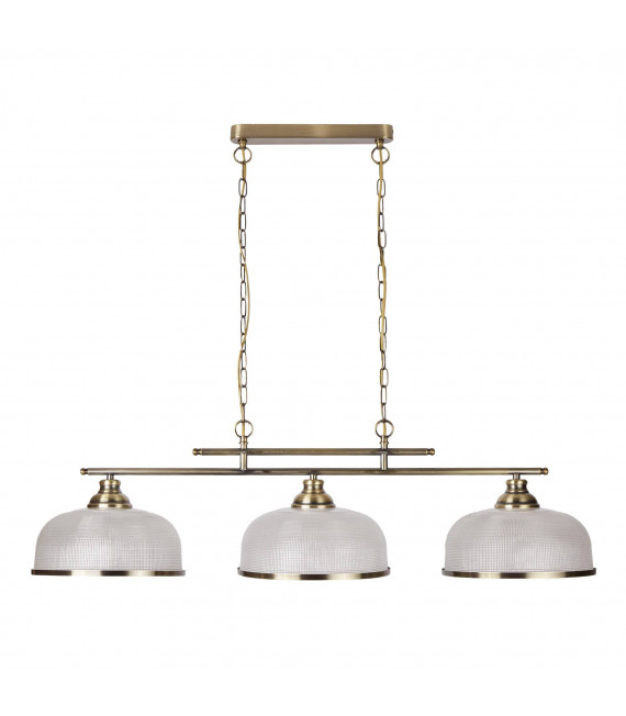Lampada a sospensione Bistrot II, ottone antico e vetro, 2 lampadine