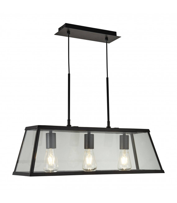 Voyager 90 cm Pendelleuchte, schwarz, aus Glas