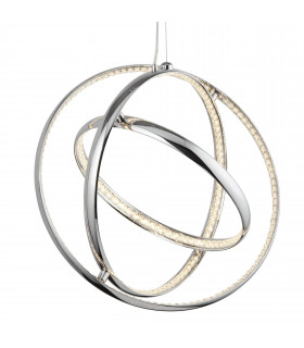 Lampada a sospensione Rings, in cromo e cristallo, 6 anelli