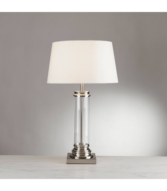 Lámpara de pedestal, latón antiguo y vidrio, con pantalla