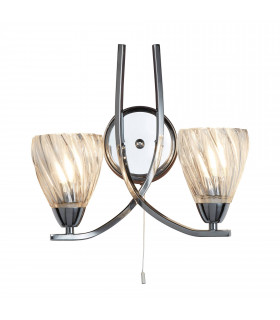 Applique 2 lampadine Ascona II, in ottone antico e vetro