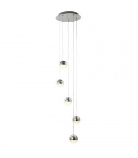 Lampada a sospensione in marmo, cromo e vetro, 1 lampadina