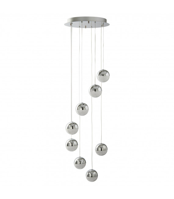 Marmor Pendelleuchte, Chrom und Glas, 5 Glühbirnen