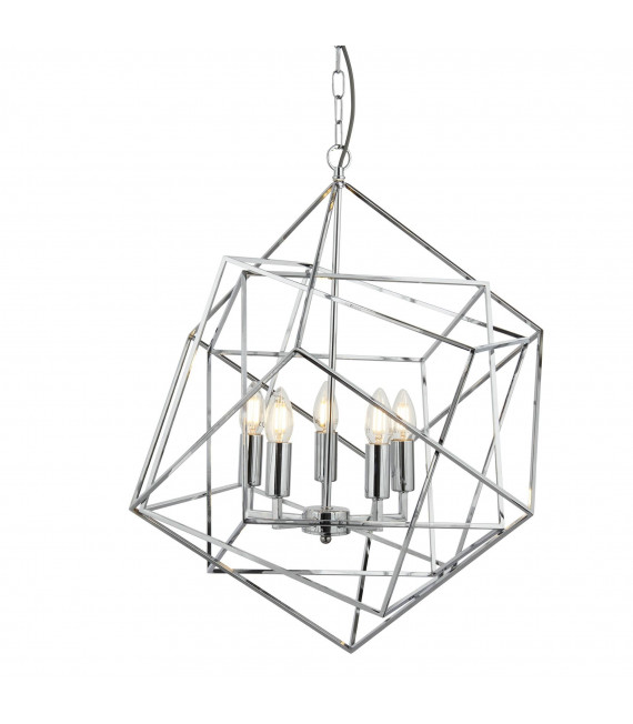 Lampada a sospensione 3 lampadine Cubo, cromato