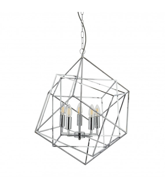 Lampada a sospensione 3 lampadine Cubo, cromato