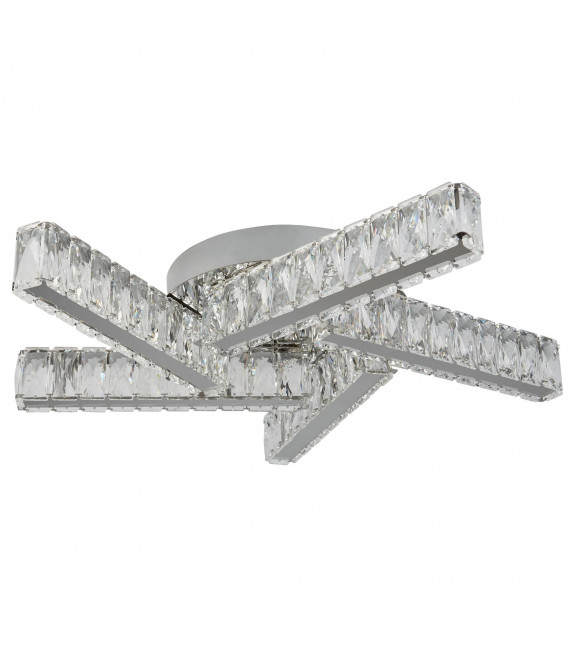 Plafonnier 14W Clover, en chrome et cristal