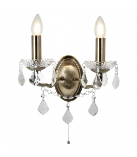 Lampada da parete Sfera, ottone antico e vetro, 1 lampadina