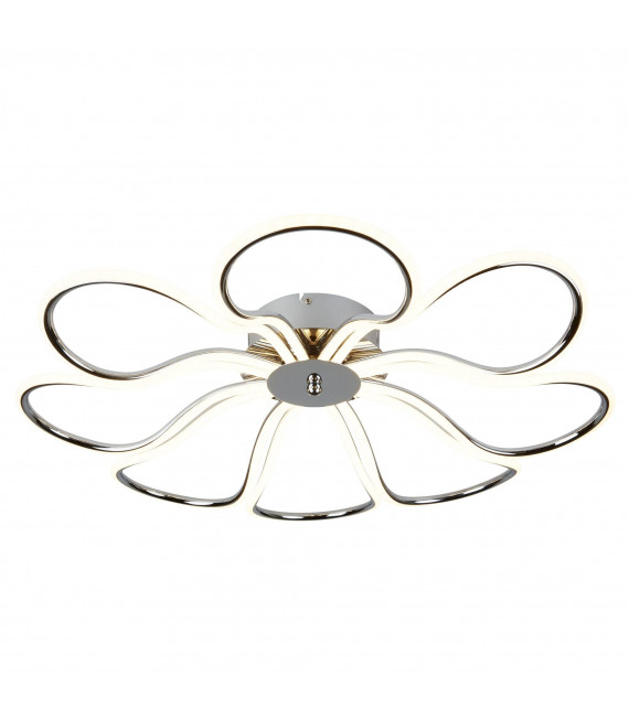 Plafoniera fogliame, cromo e acrilico, 86 cm