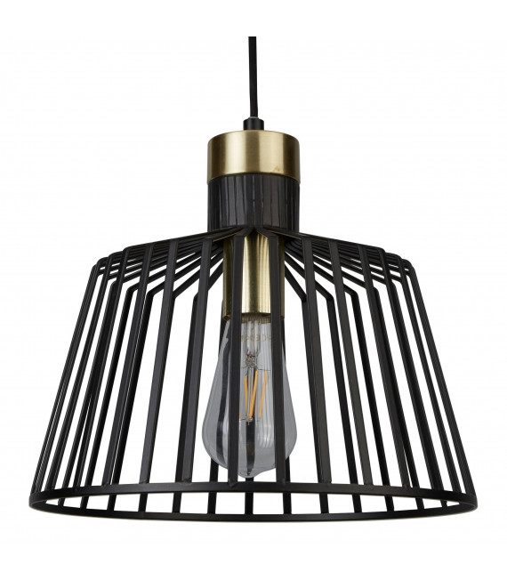 Lámpara colgante 1 bombilla Bell Cage, negra