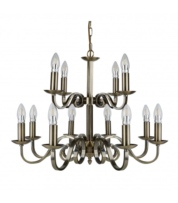 8-Licht Richmond Pendelleuchte aus antikem Messing