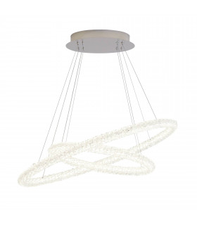 Lampada a sospensione Circle, in cromo e cristallo, 54 cm