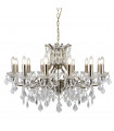 Suspension Paris, laiton antique et cristal, 8 ampoules