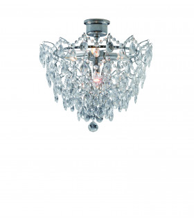 ROSENDAL Kristall Deckenleuchte Chrom 4 Glühbirnen