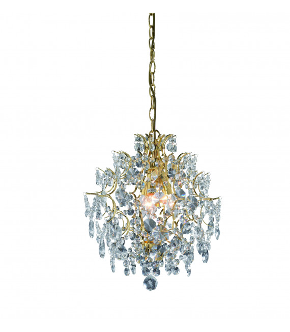 Crystal ceiling light ROSENDAL Golden 3 bulbs