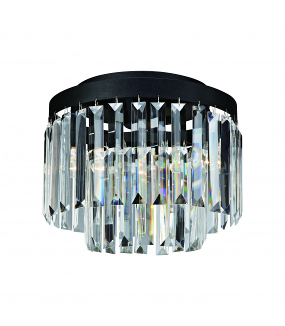 Crystal ceiling light VENTIMIGLIA Black 3 bulbs