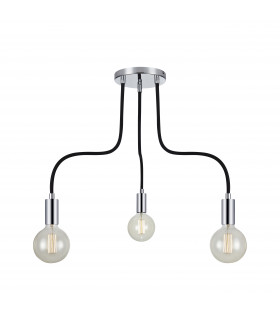 Plafoniera RAW nera / cromata 3 lampadine