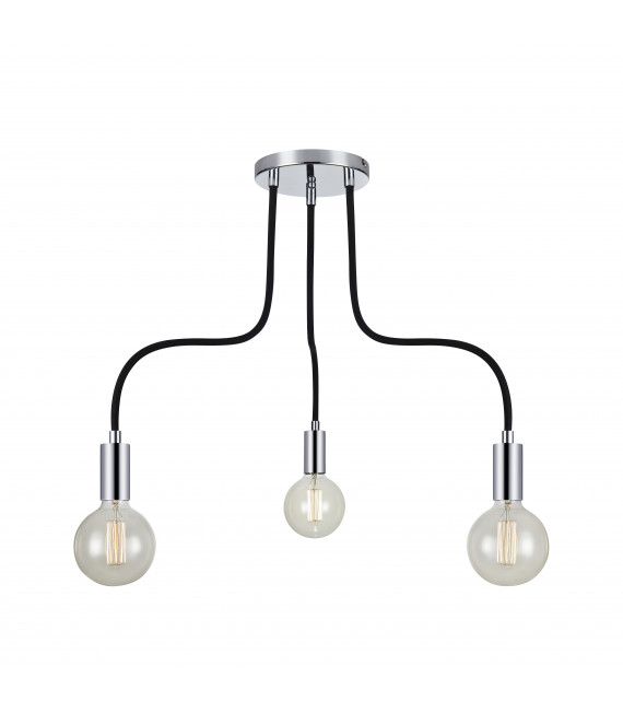 Plafonnier RAW Noir/Chrome 3 ampoules