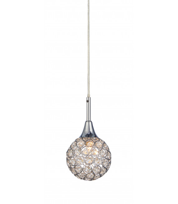 1-light chrome CORA crystal pendant lamp