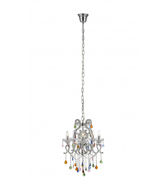 CARAMEL crystal ceiling light chrome 5 bulbs