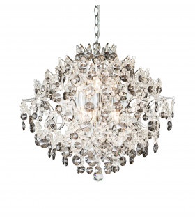 HIDDEN GEM Kristall Deckenleuchte Chrom 6 Lampen