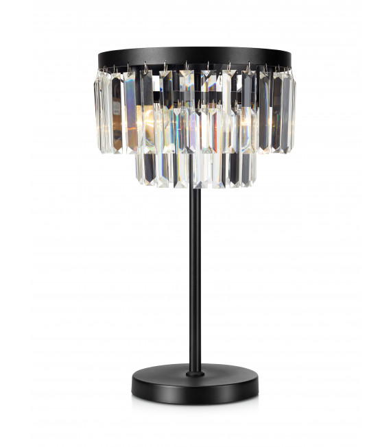 Kristall Tischlampe VENTIMIGLIA Schwarz 3 Glühbirnen