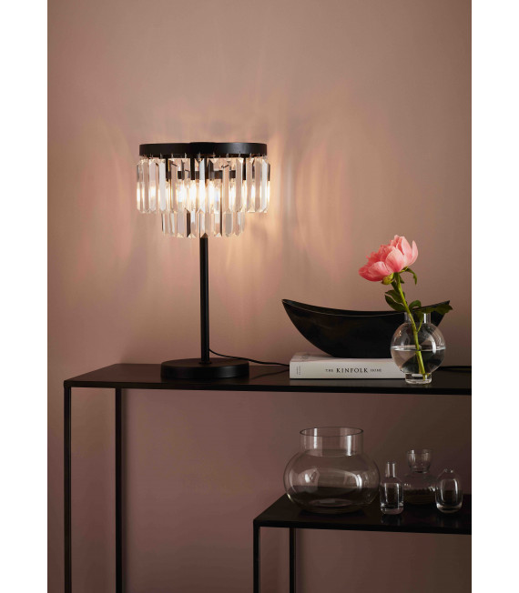 Lámpara de mesa de cristal VENTIMIGLIA Negro 3 bombillas