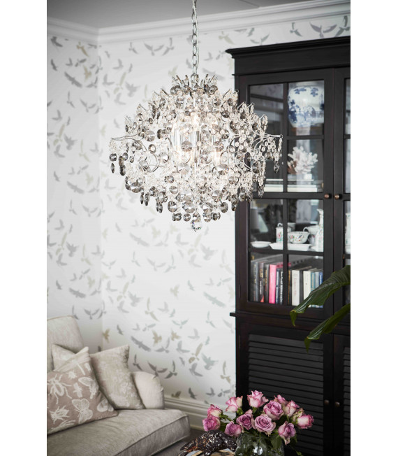 HIDDEN GEM crystal ceiling light chrome 6 bulbs