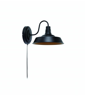 GRIMSBY Black wall light 1 bulb
