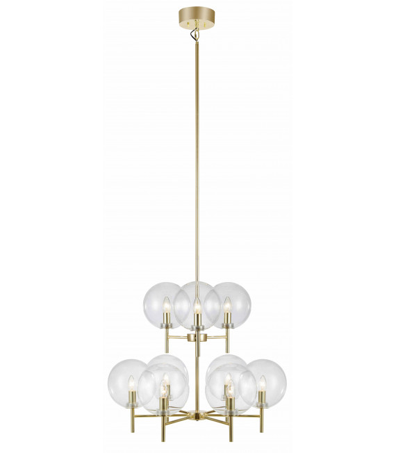 CROWN Deckenleuchte 9 Lampen aus gebürstetem Messing