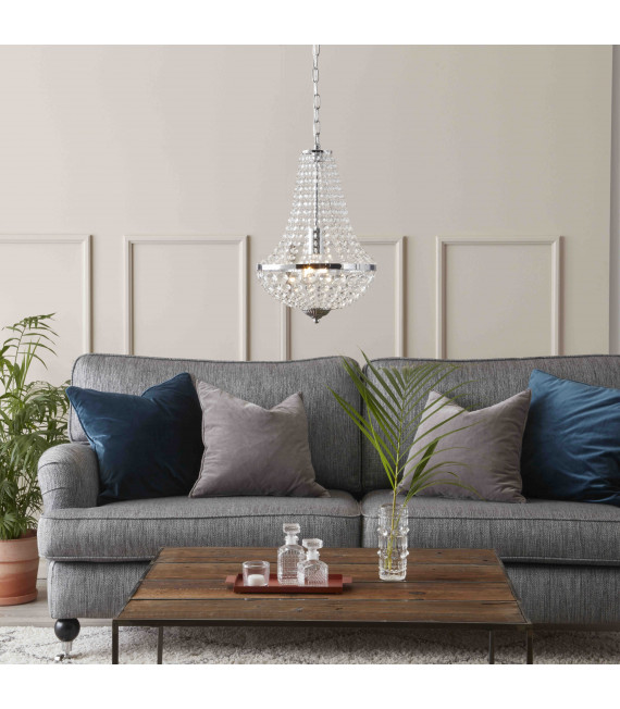 GRÄNSÖ crystal ceiling light chrome 1 bulb