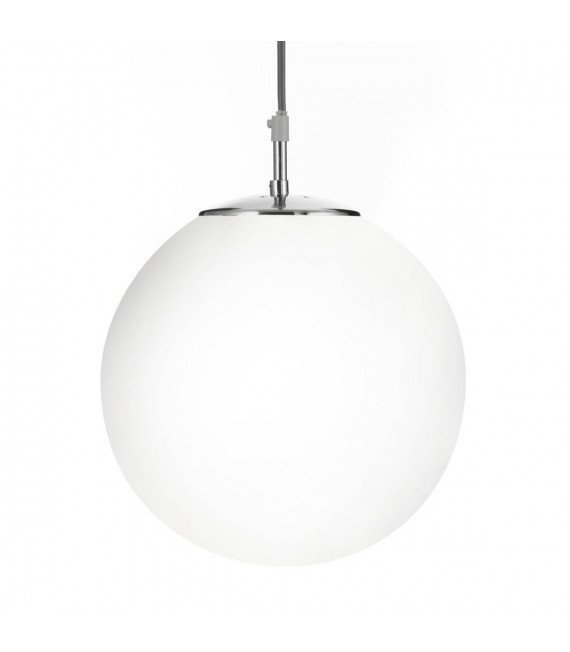 Lampada a sospensione Atom 30 cm, in argento satinato e vetro opale