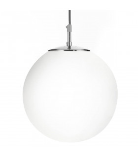 25 cm Atom Pendelleuchte aus Satin Silber und Opalglas