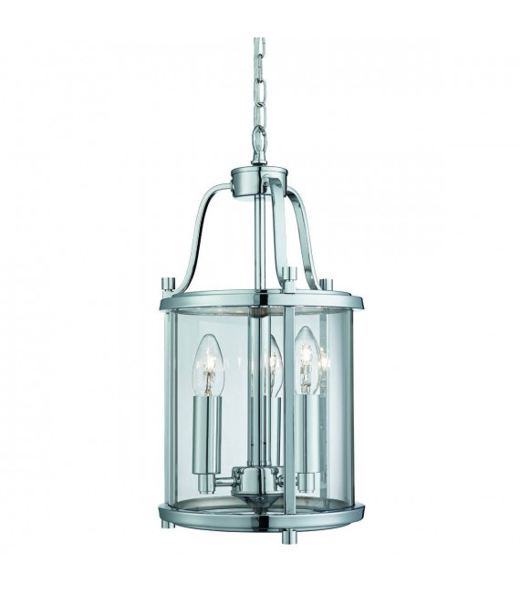 3-Licht viktorianische Pendelleuchte, in Chrom und Glas