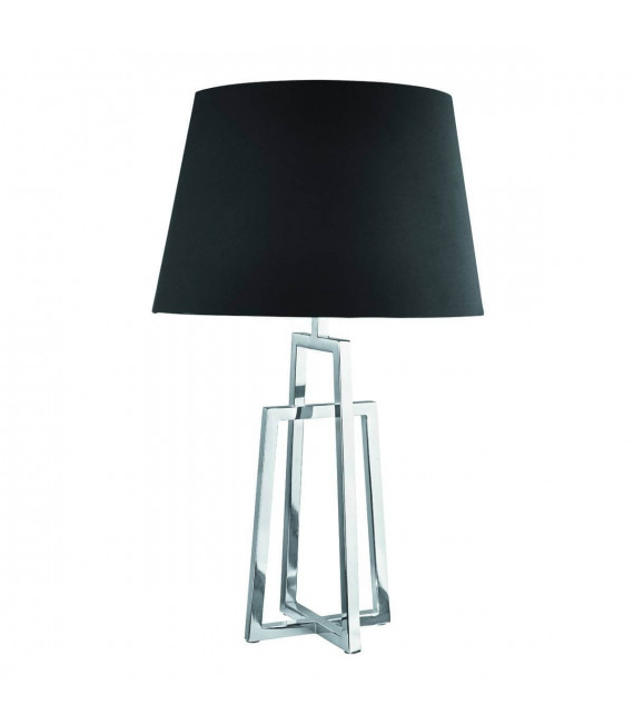Lampada da tavolo cromata e paralume nero